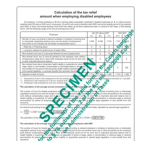 Document preview: Jak vypočítat slevy na dani při zaměstnávání osob se zdravotním — Daně a fiskální záležitosti (CERFA n°25 5405ca)