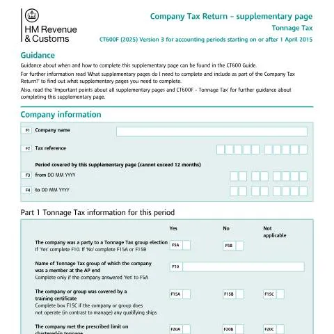 Document preview: Navigating the CT600F: Your Guide to Tonnage Tax Reporting — Taxes