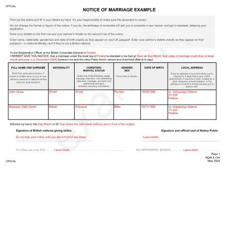 Document preview: Certificate of No Impediment: British Citizens Marrying in Poland — Government & admin
