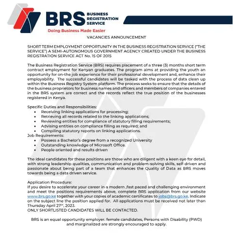 Document preview: Understanding the Job Advertisement Form in Kenya — Work & employment (CERFA n°job_advert)