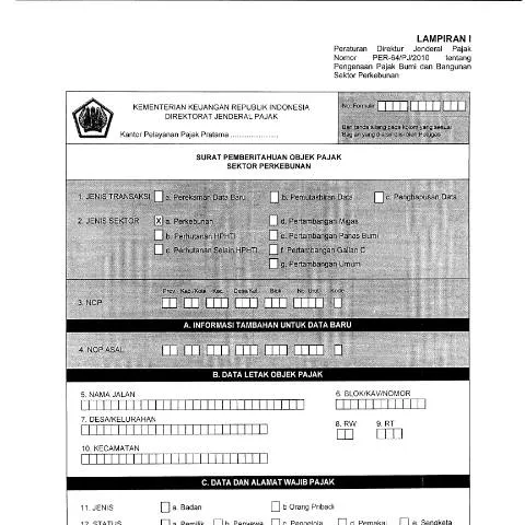 Document preview: Pentingnya SPOP dan LSPOP dalam Sektor Perkebunan — Pajak & perpajakan (CERFA n°ID-DJP-SPOP-dan-LSPOP-Perkebunan-Lampiran-PER-64-PJ-2010)