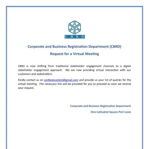 Document preview: Navigating the Virtual Meeting Request in Mauritius — Government & admin (CERFA n°Virtual-Meeting)