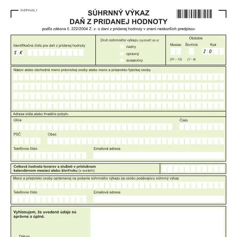 Document preview: Pochopenie formulára SVDPHv20 pre podnikateľov — Administratívne úkony (CERFA n°SVDPHv20)