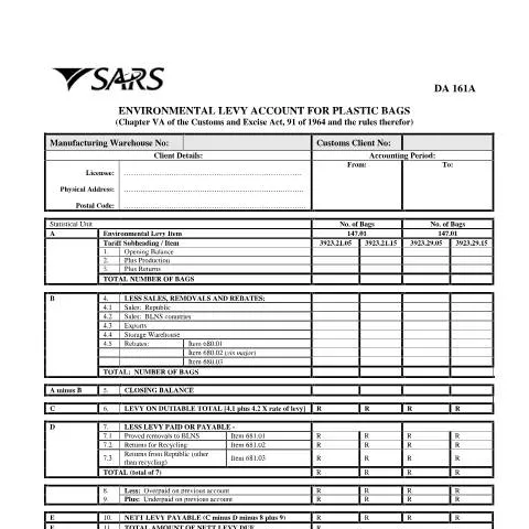 Document preview: Mastering the DA 161A Form for Environmental Levy Compliance — Government & admin (CERFA n°DA 161A)