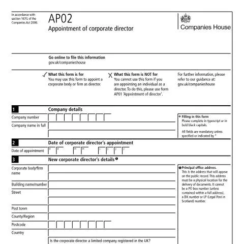 Document preview: Corporate Director Appointments: Understanding the AP02 Process — Business