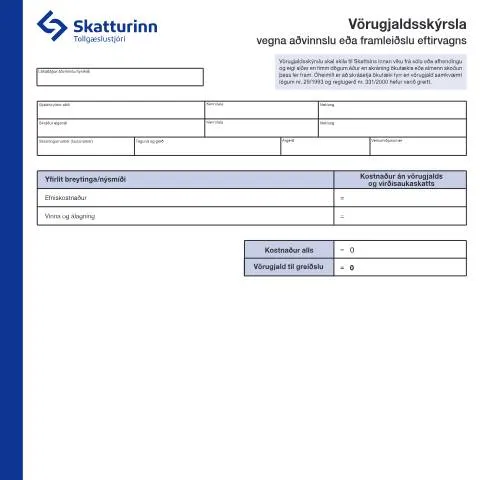 Document preview: Vörugjaldsskýrsla vegna aðvinnslu eftirvagns — Tollur & innflutningur (CERFA n°TS-V02)