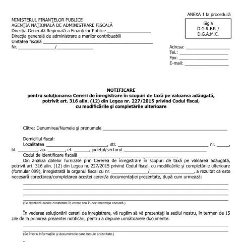 Document preview: Notificarea A1p_OPANAF_2011_2016 și rolul său în TVA — Impozite & fiscalitate (CERFA n°A1p_OPANAF_2011_2016)