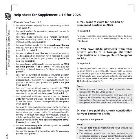 Dokumentvorschau: Leitfaden zum Formular L 1d für 2025 — Steuern (CERFA n°L1d-Erl-EN)