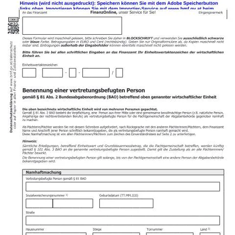 Dokumentvorschau: Wichtige Informationen zur Vertreterbenennung gemäß BAO — Steuern (CERFA n°Bew2)