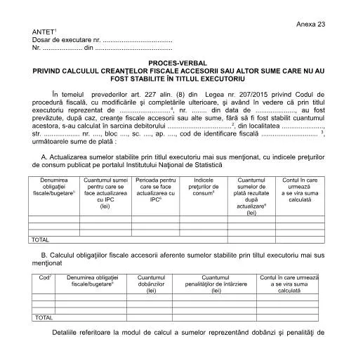 Document preview: Calculul creanțelor fiscale accesorii - OPANAF 63/2017 — Impozite & fiscalitate (CERFA n°A23_OPANAF_63_2017)