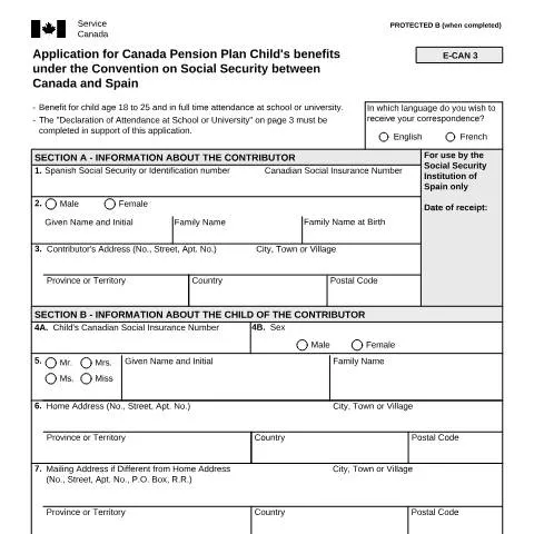 Document preview: Applying for CPP Child's Benefits: Spain/Canada Convention Insights — Health (CERFA n°ISP5055-ESP)