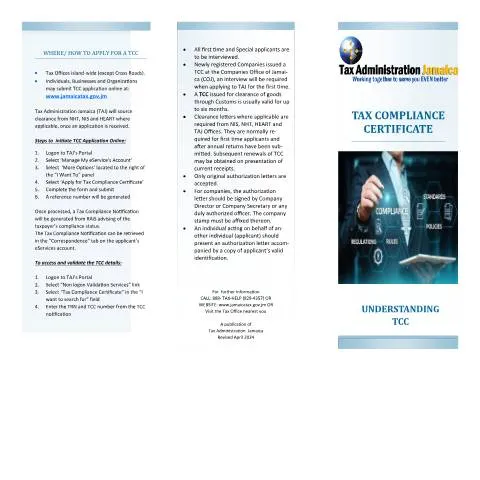 Document preview: Comprehensive Guide to Tax Compliance Certificate in Jamaica — Taxes (CERFA n°Tax_Compliance_Certificate_042024)