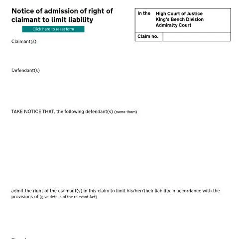 Document preview: Understanding Form ADM16 in Maritime Liability Claims — Legal & justice