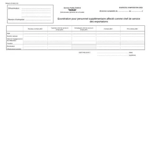 Aperçu du document Formulaire 121-276-w3 : Exonération pour chefs de service des — Impôts & fiscalité (CERFA n°121-276-w3)