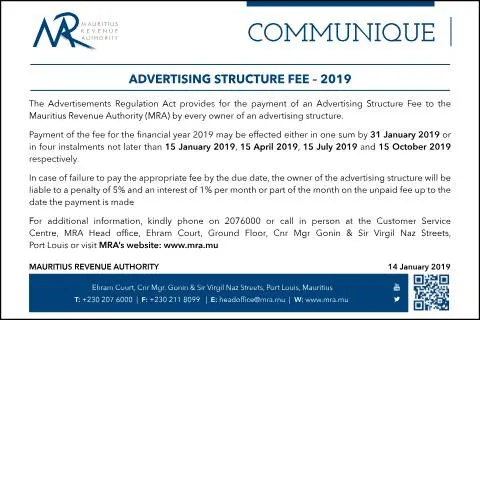 Document preview: Understanding the Advertising Structure Fee - 2019 — Government & admin (AdvertisingStructureFee2019)
