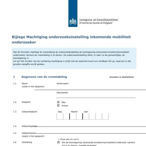 Documentvoorvertoning: Formulier 7157: Machtiging voor inkomende mobiliteit van onderzoekers — Immigratie & visa (CERFA n°7157)