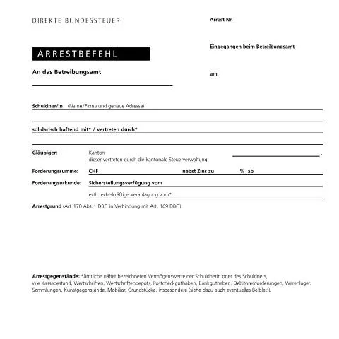Dokumentvorschau: Verwendung des Arrestbefehls im Rahmen der direkten Bundessteuer — Steuern (32)