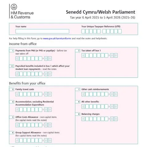 Document preview: Understanding the SA102MS Form for Senedd Cymru — Taxes