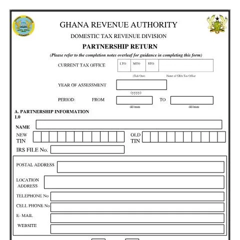 Document preview: Understanding the Partnership Return Form DT-0105 in Ghana — Taxes (CERFA n°DT-0105)