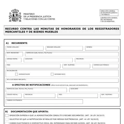 Vista previa del documento Impugnación de Minutas de Honorarios de Registradores Mercantiles — Trámites administrativos