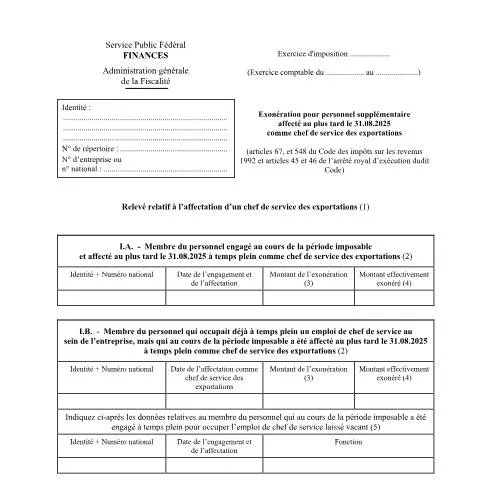 Aperçu du document Exonération pour personnel supplémentaire dans le secteur export — Impôts & fiscalité (CERFA n°155-276w3)