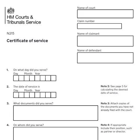 Document preview: Understanding Form N215: Your Legal Proof of Document Service — Legal & justice