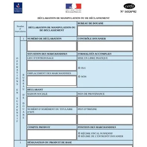 Aperçu du document Déclaration de manipulation ou de déclassement : obligations légales — Démarches administratives (CERFA n°14326*02)