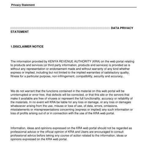 Document preview: Understanding Kenya's Data Privacy Statement — Digital & personal data (CERFA n°data-privacy-statement)