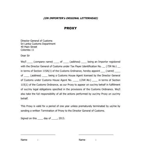Document preview: Understanding the Importance of Importers Proxy in Sri Lanka — Government & admin