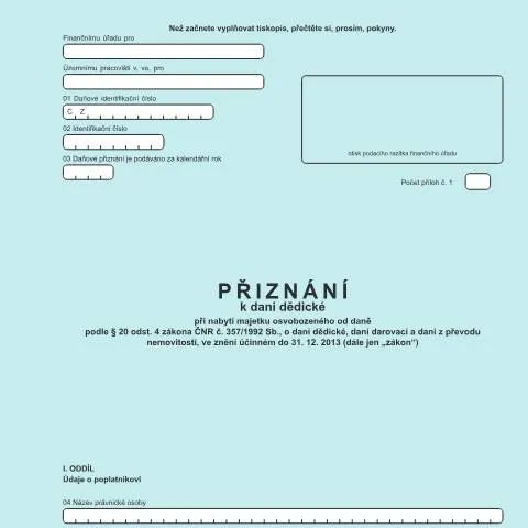 Document preview: Jak vyplnit přiznání k dani dědické podle § 20 odst. 4 — Daně a fiskální záležitosti (CERFA n°25 5509)